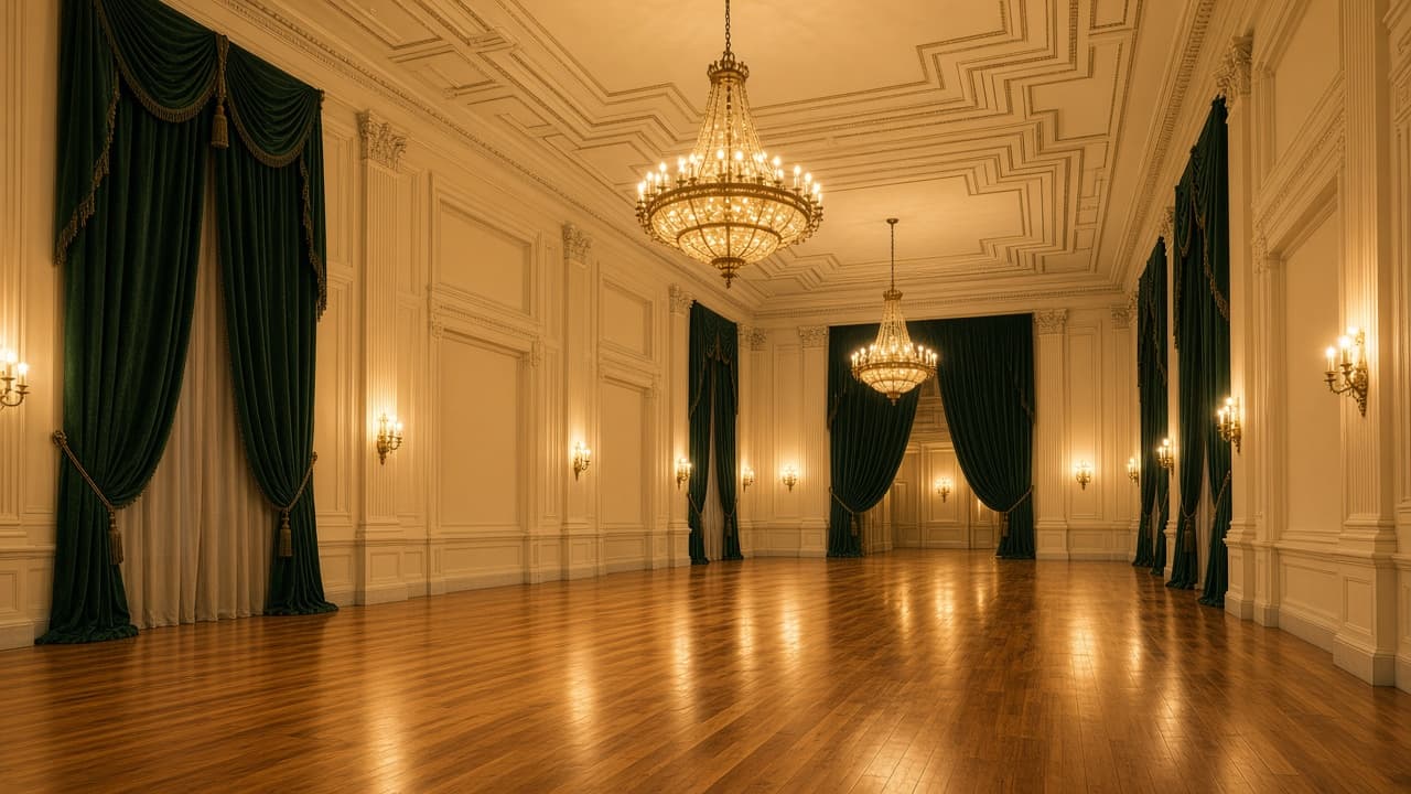 Ballroom prepared for a celebration at Belgrave House