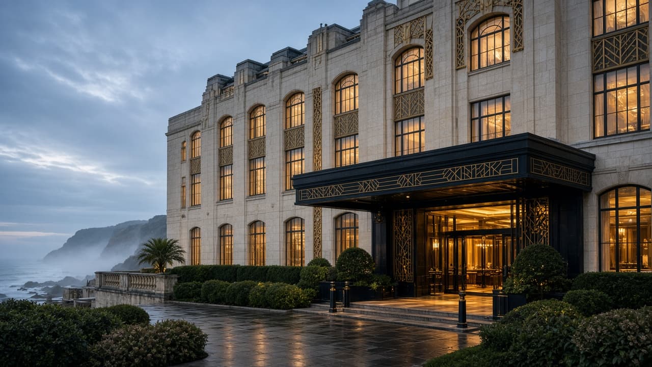 Belgrave House coastal exterior at dusk